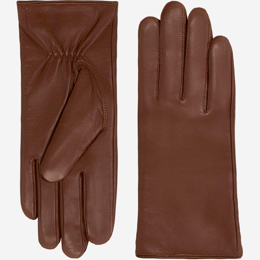 Zoey (brown) – Sheepskin leather gloves with warm wool/cashmere lining & touchscreen function — photo 1 of 7