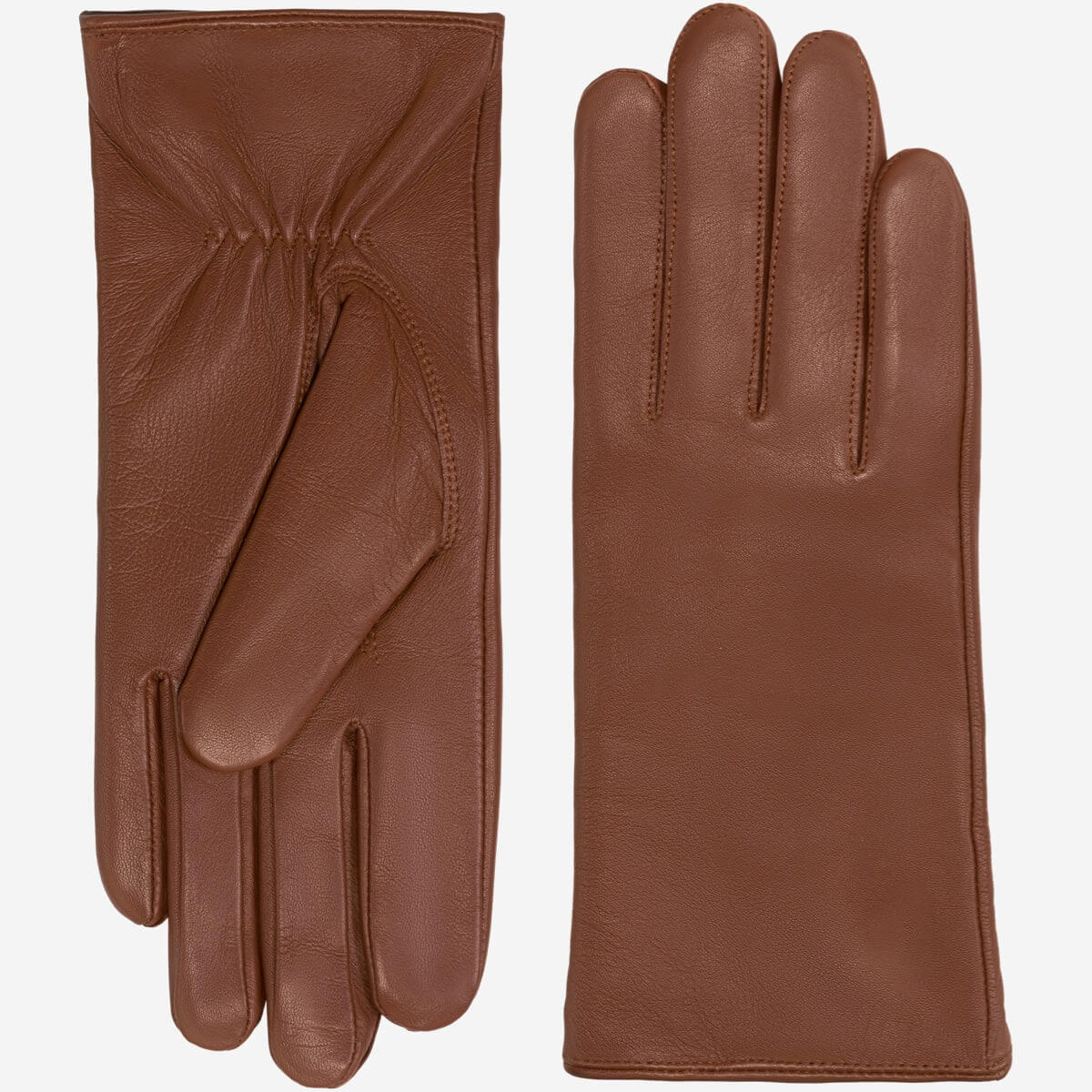 Zoey (cognac) – Sheepskin leather gloves with warm wool/cashmere lining & touchscreen function — photo 1 of 8