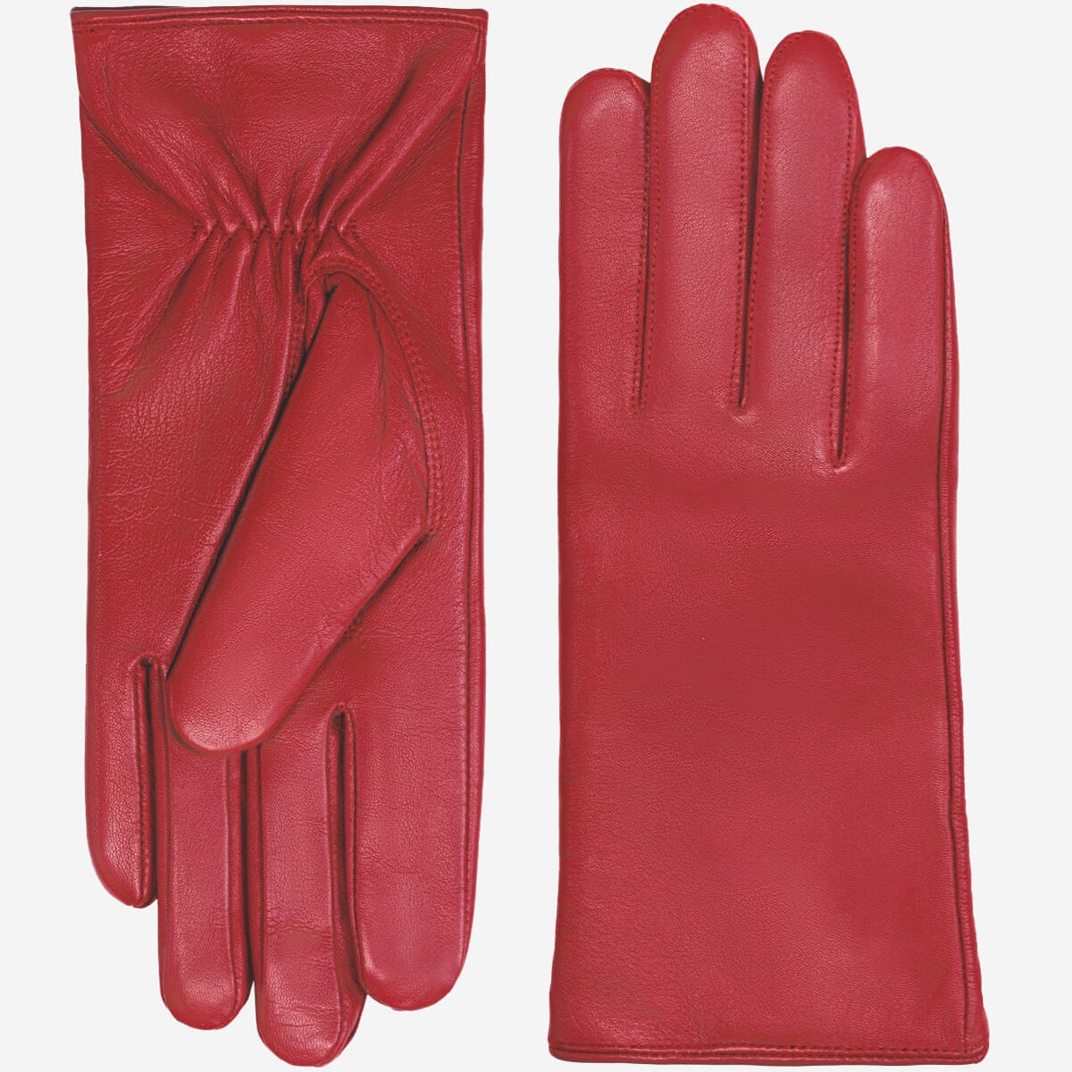 Zoey (red) – Sheepskin leather gloves with warm wool/cashmere lining & touchscreen function — photo 1 of 7