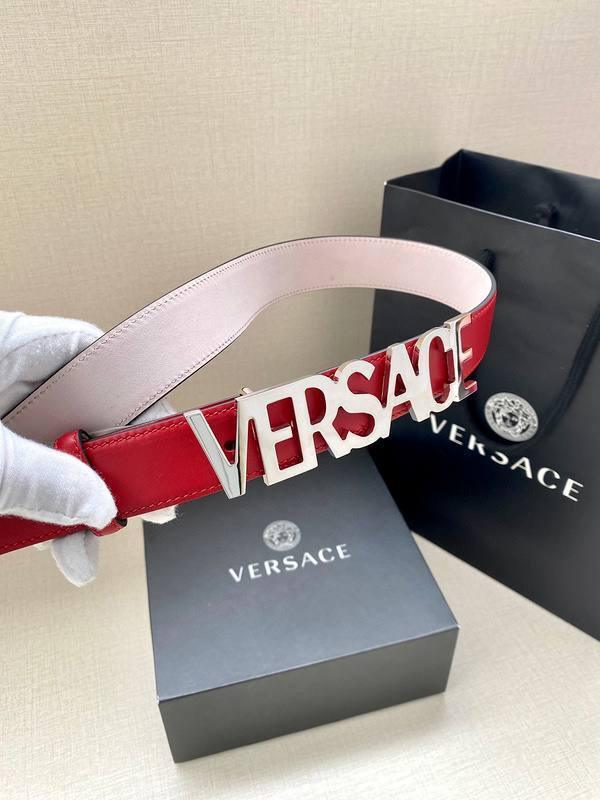Versace Women's Leather Logo Decorated Buckle Belt