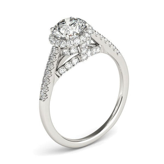 14k White Gold Round Cut Pave Set Shank Diamond Engagement Ring (1 3/8 cttw) — photo 2 of 6