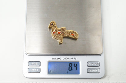 Vitg Designer MMA WAG Gold Wash Bird Enamel Amethyst Sterling Silver Brooch Pin
