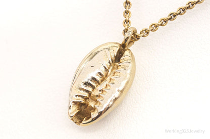 Vintage Mexico Designer Coffee Bean Gold Vermeil Sterling Silver Necklace 16"