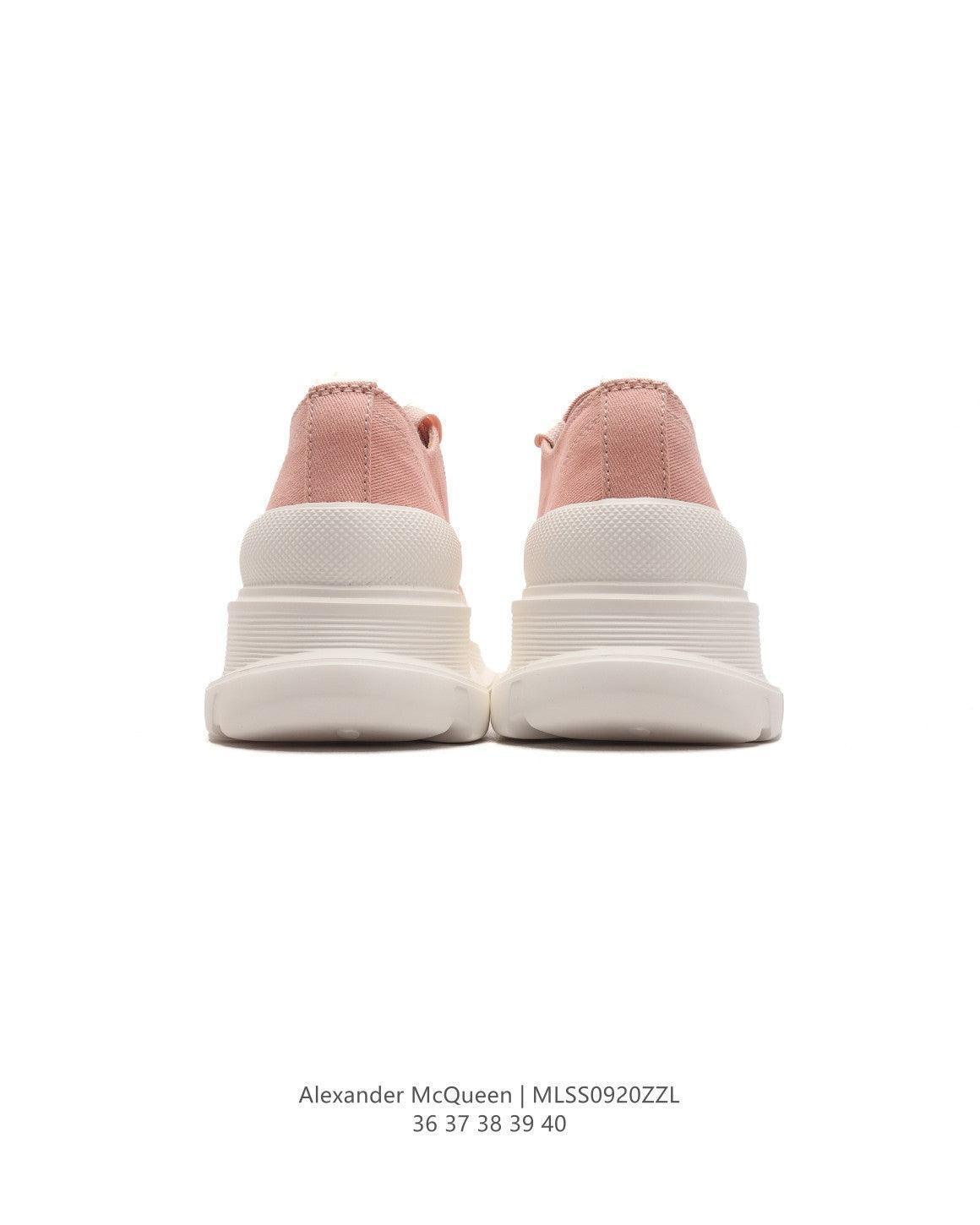 Alexander McQueen Women Tread Slick lace-up Sneakers 'Pink/White'