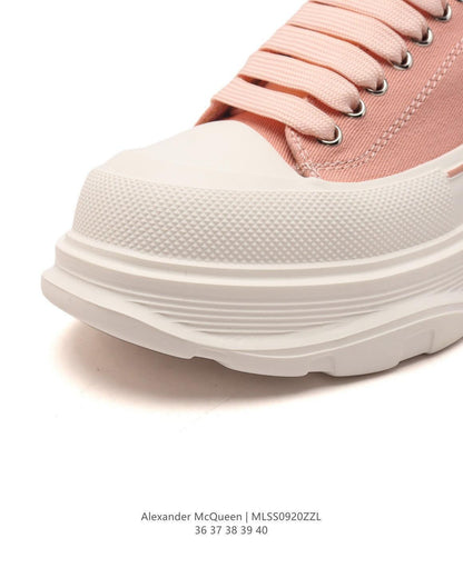 Alexander McQueen Women Tread Slick lace-up Sneakers 'Pink/White'