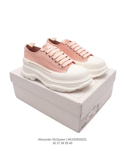 Alexander McQueen Women Tread Slick lace-up Sneakers 'Pink/White'