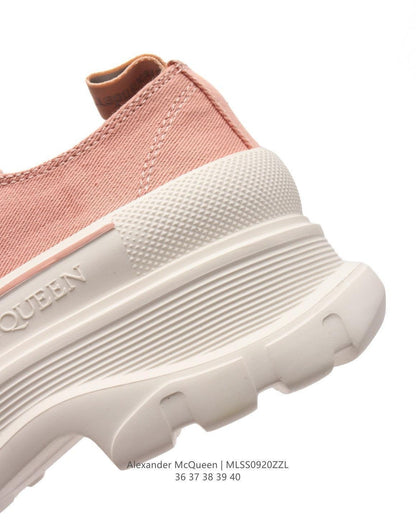 Alexander McQueen Women Tread Slick lace-up Sneakers 'Pink/White'