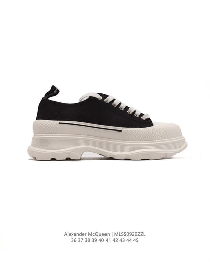 Alexander McQueen Women Tread Slick lace-up Sneakers 'Black/White'