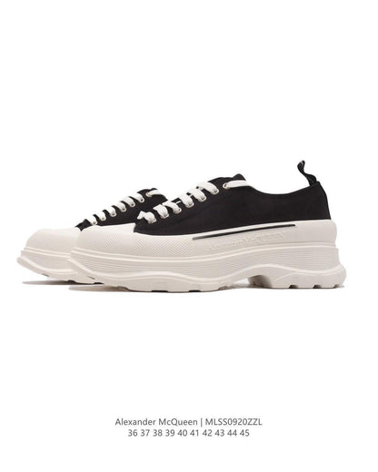 Alexander McQueen Women Tread Slick lace-up Sneakers 'Black/White'