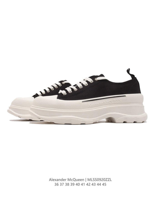 Alexander McQueen Women Tread Slick lace-up Sneakers 'Black/White'