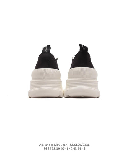 Alexander McQueen Women Tread Slick lace-up Sneakers 'Black/White'