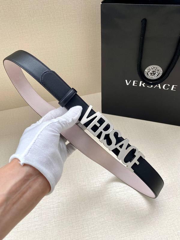 Versace Women's Leather Logo Decorated Buckle Belt