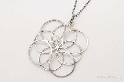 Vintage Modernist Linked Circles Sterling Silver Pendant - 835S Silver Chain