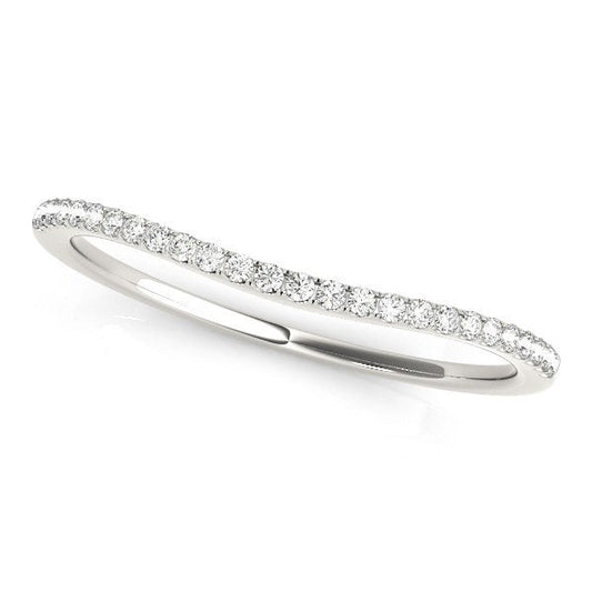 14k White Gold Pave Style Setting Curved Diamond Wedding Band (1/10 cttw) — photo 1 of 2