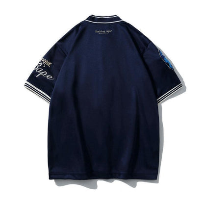 BATHNIG APE Men's BASEBALL JERSEY SHIRT Navy / Ivory / White