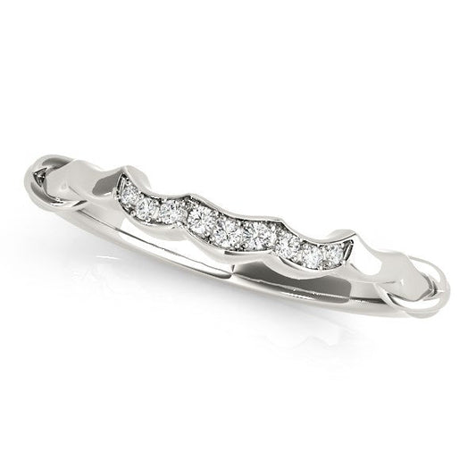 14k White Gold Scallop Wedding Band (1/20 cttw) — photo 1 of 2