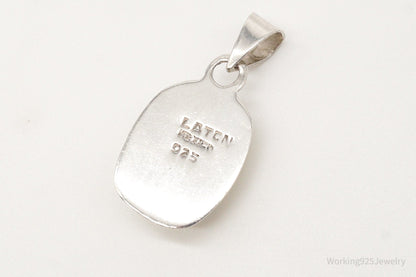 Vintage Mexico Laton Brass Sterling Silver Pendant