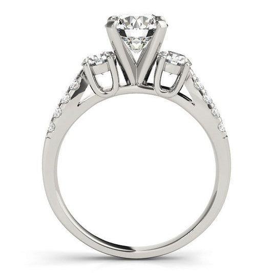 14k White Gold Split Shank 3 Stone Round Diamond Engagement Ring (2 cttw) — photo 2 of 4