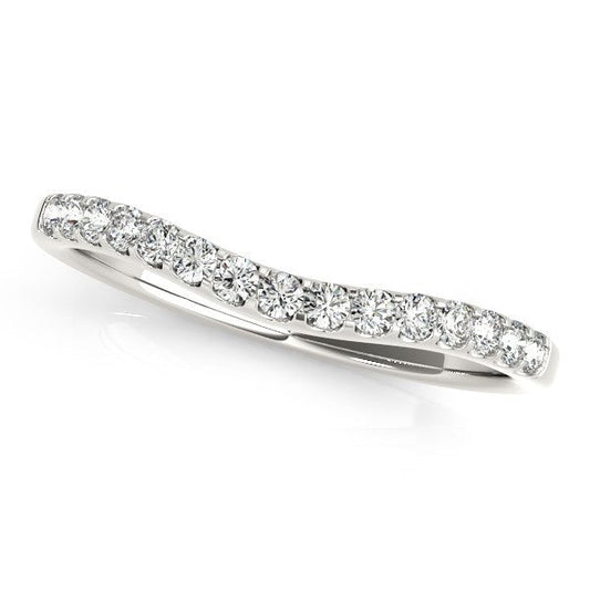 14k White Gold Round Pave Setting Curvy Diamond Wedding Band (1/4 cttw) — photo 1 of 2