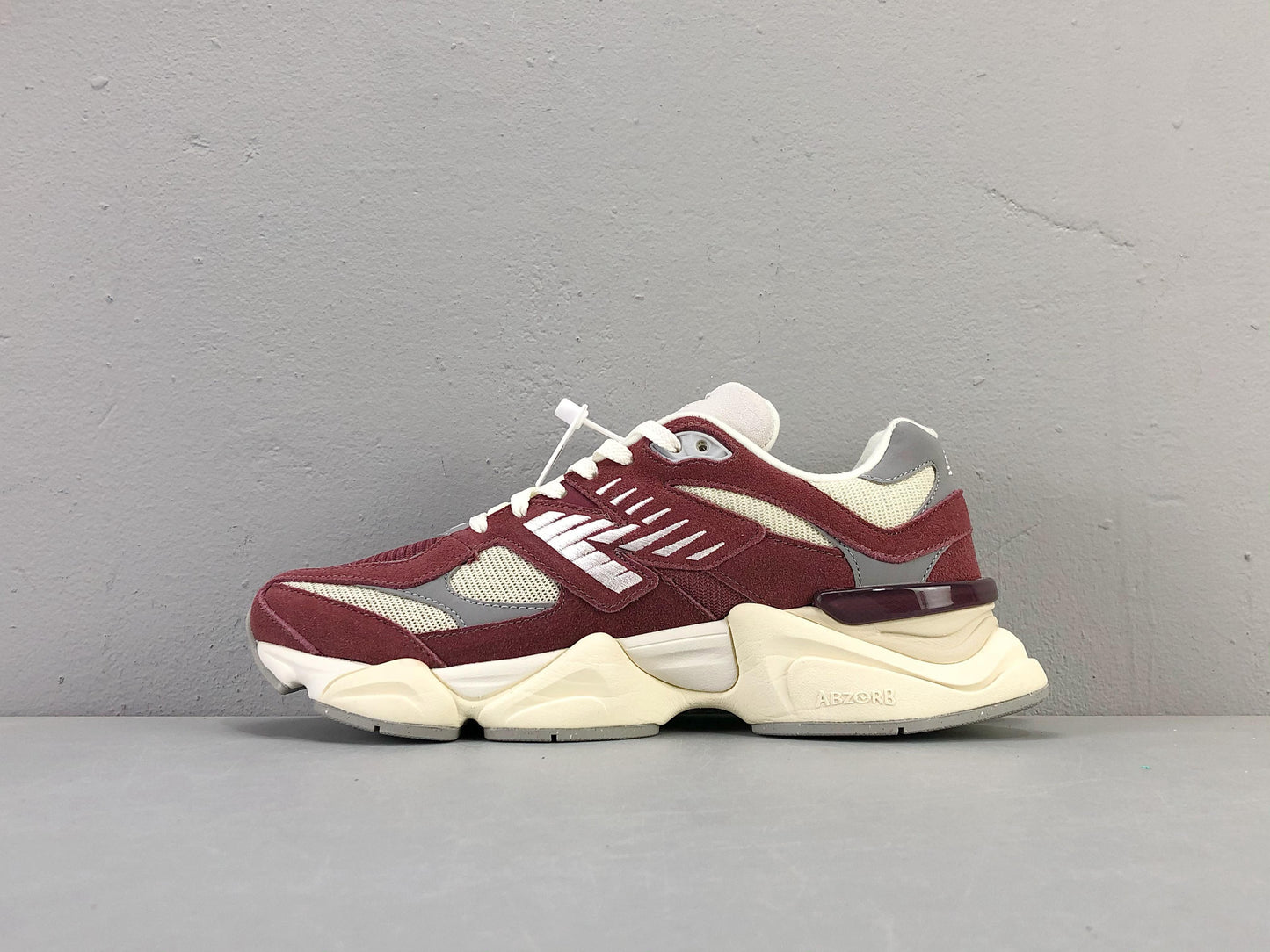 New Balance 9060 Washed Burgundy & Cream Sneakers - Comfort & Style