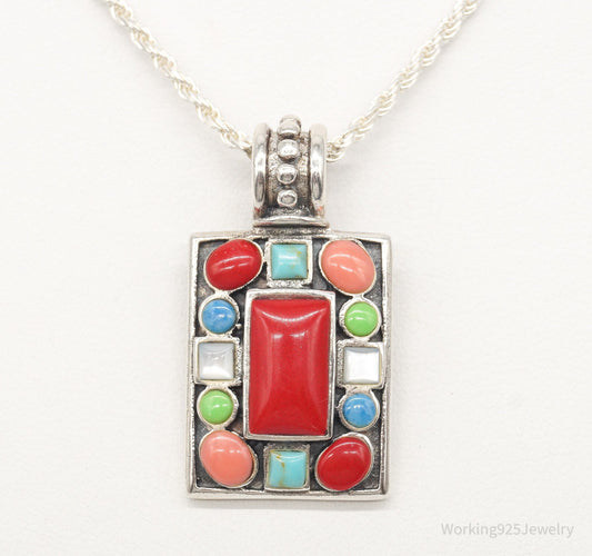 Vintage Multi Gem Sterling Silver Necklace — photo 1 of 9