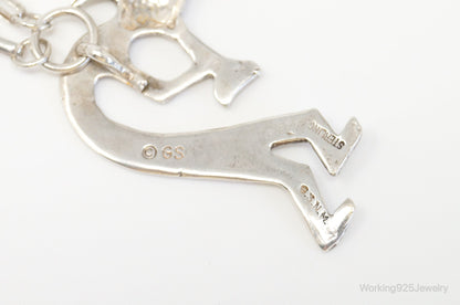 Vintage Native America GSNM Dancing Kokopelli Sterling Silver Necklace