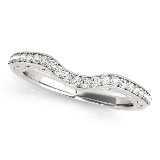 14k White Gold Prong Set Curved Diamond Wedding Ring (1/6 cttw) — photo 1 of 2