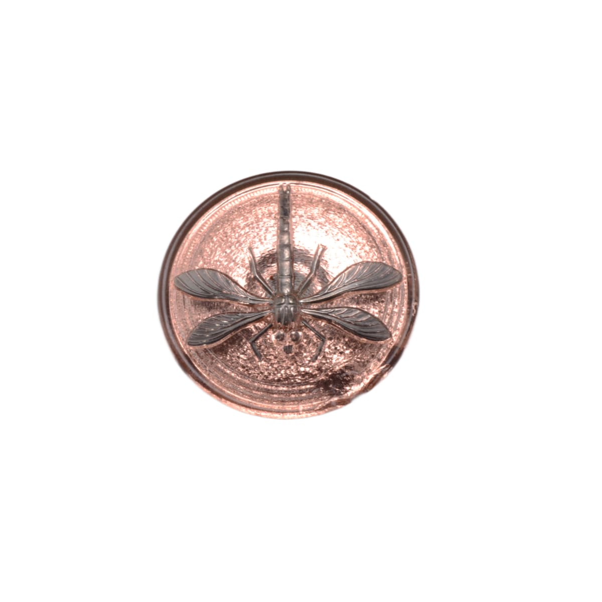 Czech Glass Dragonfly Button 31mm - Copper Rose Gold Finish