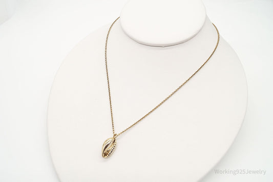Vintage Mexico Designer Coffee Bean Gold Vermeil Sterling Silver Necklace 16" — photo 2 of 10