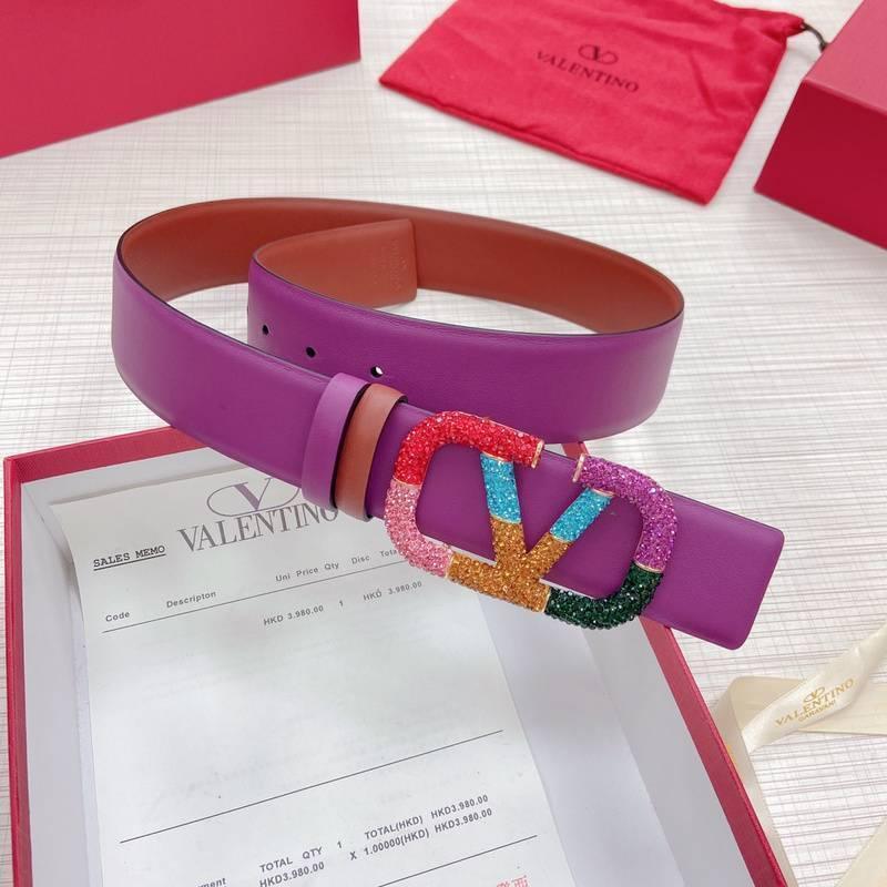 VALENTINO GARAVANI V logo Rainbow Reversible Leather Belt 'Brown/Purple'