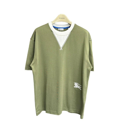 Burberry Green & White T-Shirt Without Collar - Premium Cotton Comfort