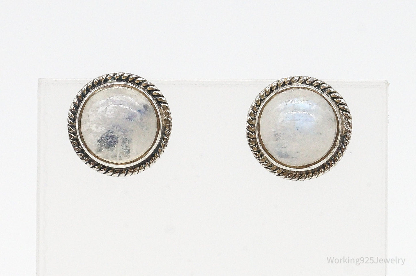Vintage Moonstone Sterling Silver Earrings – Estate Jewelry