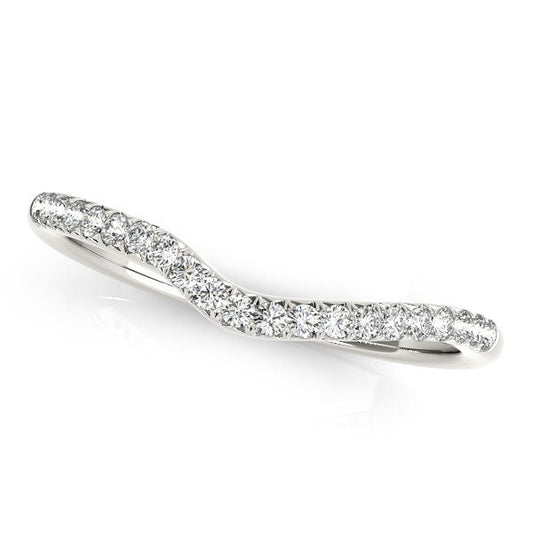 14k White Gold Curved Pave Diamond Wedding Ring (1/4 cttw) — photo 1 of 2