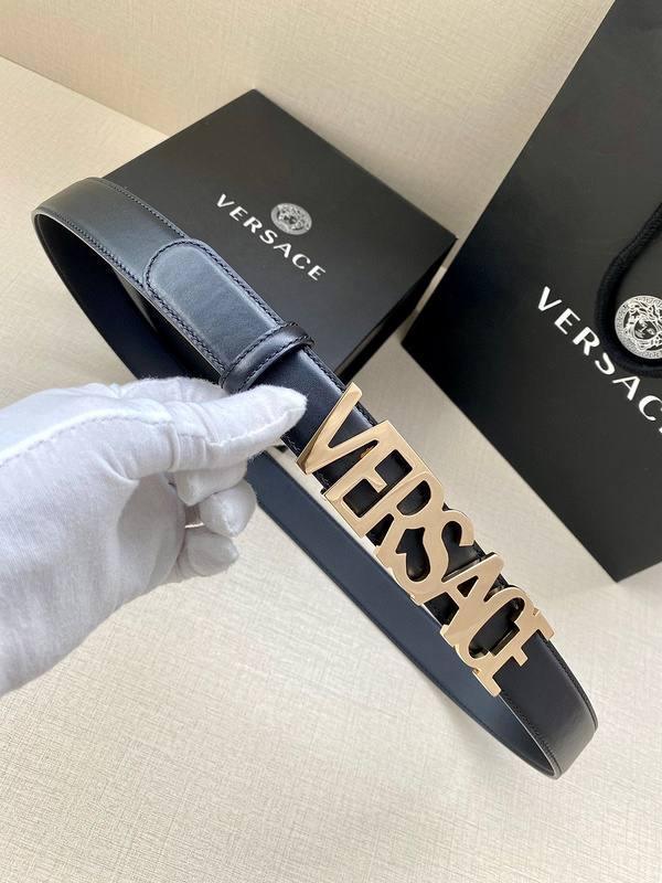 Versace Women's Leather Logo Decorated Buckle Belt