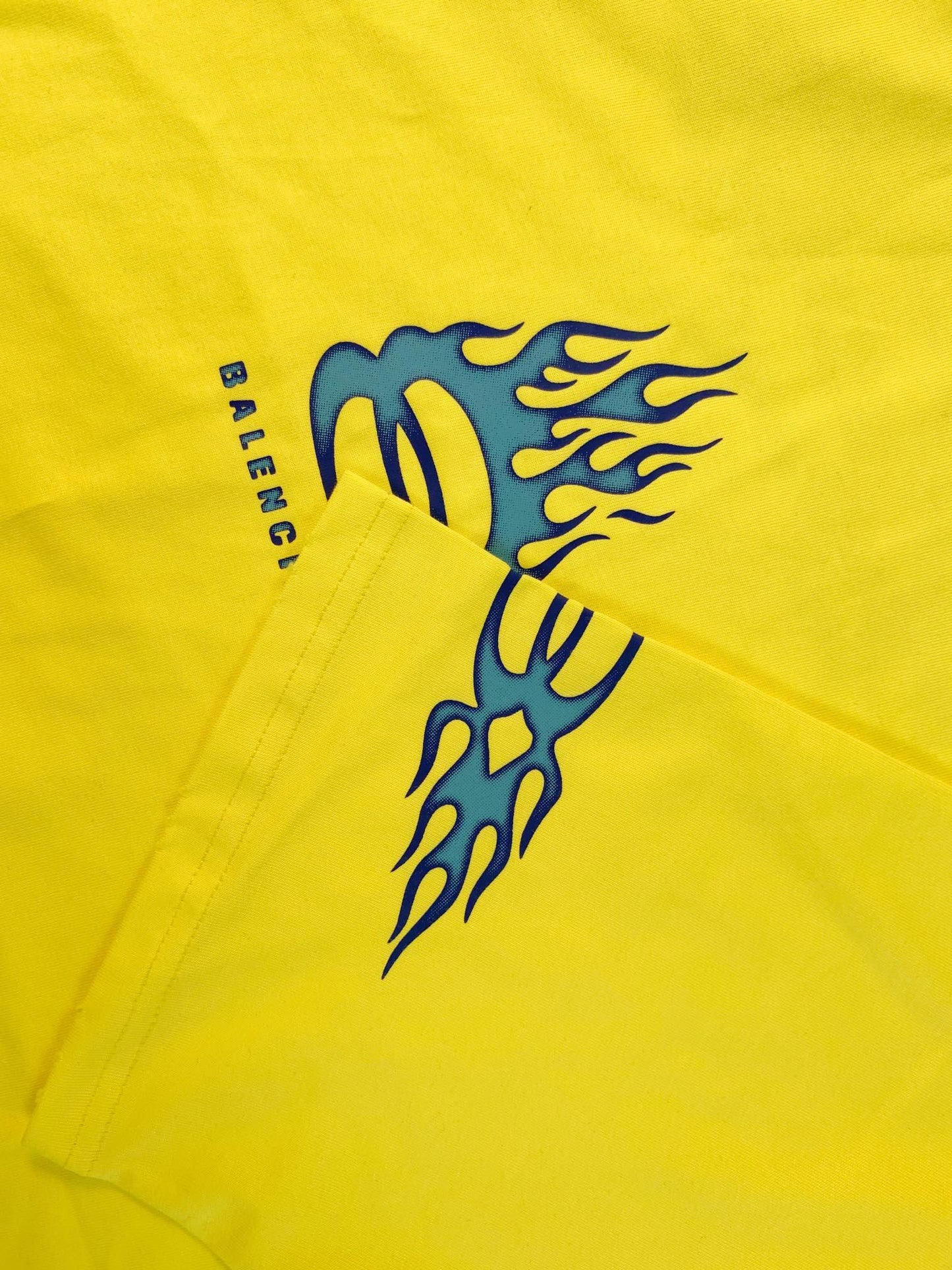 Balenciaga Men's Yellow Burning Unity T-Shirt