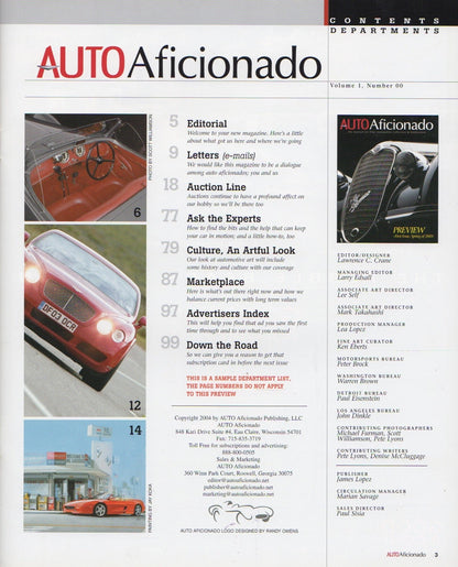 Auto Aficionado Magazine Preview Issue