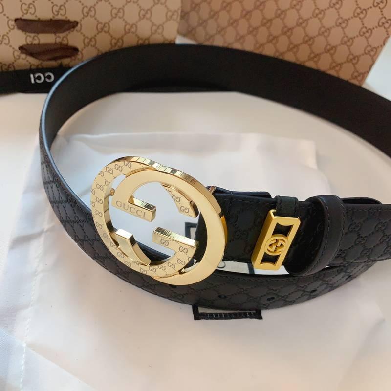 GUCCI Embellished coated-canvas and leather belt 'Black'