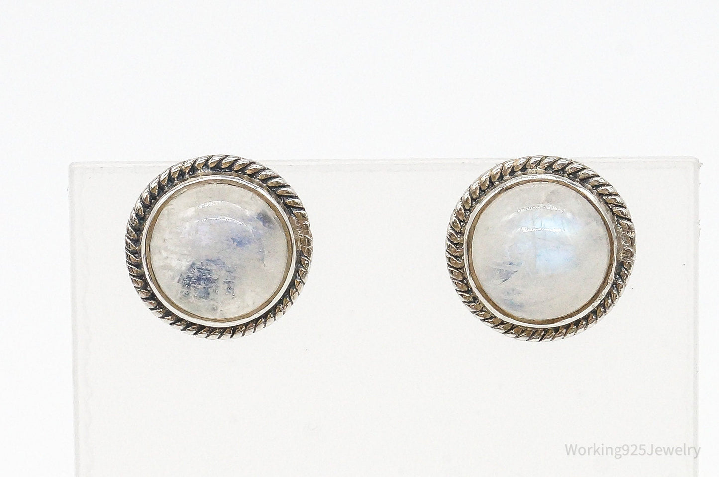 Vintage Moonstone Sterling Silver Earrings – Estate Jewelry
