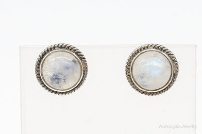 Vintage Moonstone Sterling Silver Earrings – Estate Jewelry