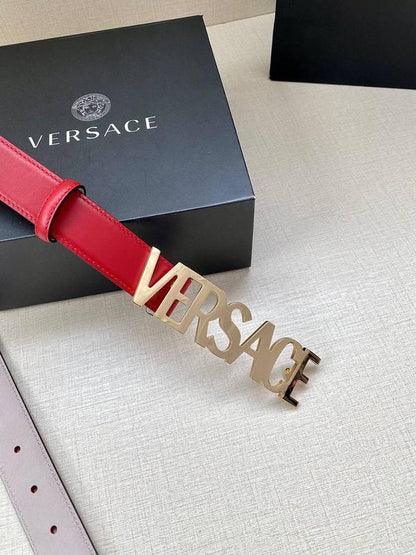 Versace Women's Leather Logo Decorated Buckle Belt