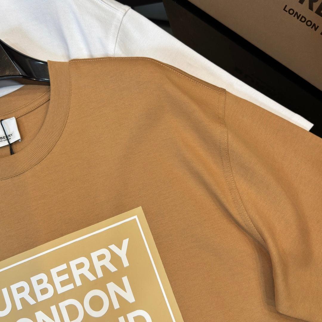 Burberry Brown & Beige T-Shirt Without Collar