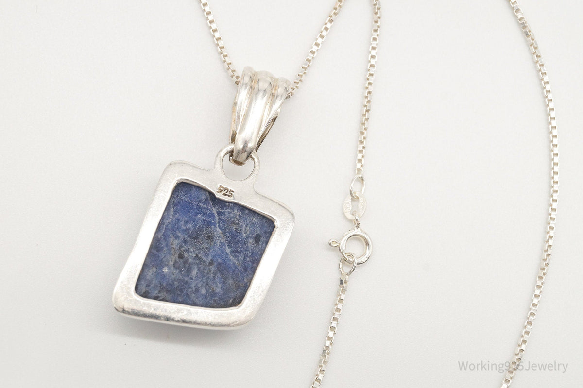 Vintage Large Sodalite Sterling Silver Necklace