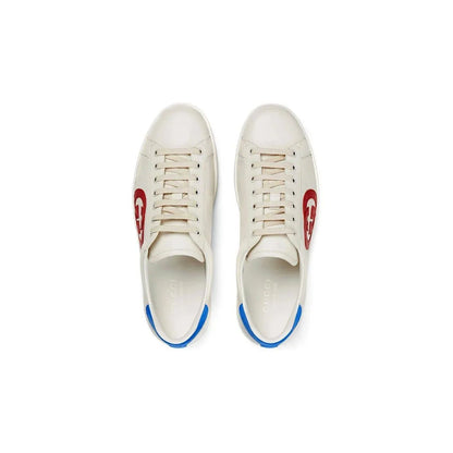 Ace Men's White Leather Interlocking G Logo Sneakers