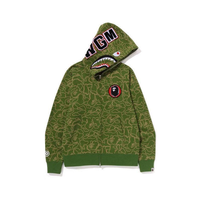 BAPE Line Camo Shark Full Zip Hoodie A Bathing Ape 'Green'