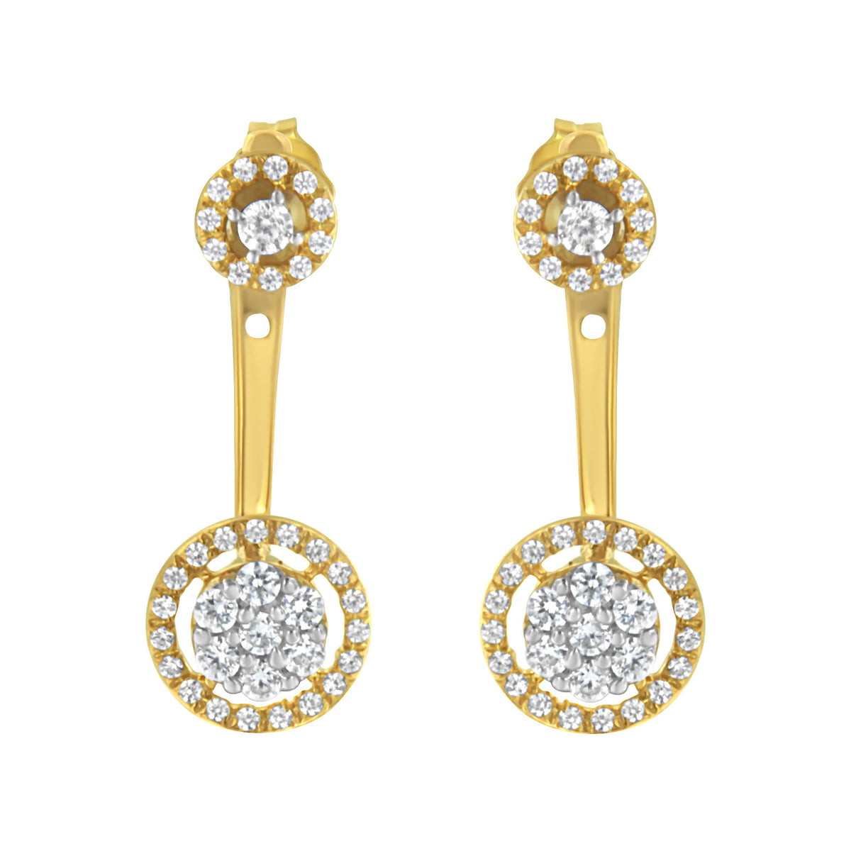 14K Yellow Gold Plated .925 Sterling Silver 5/8 Cttw Diamond Removable Stud and Dangle Earrings (I-J Color, I2-I3)
