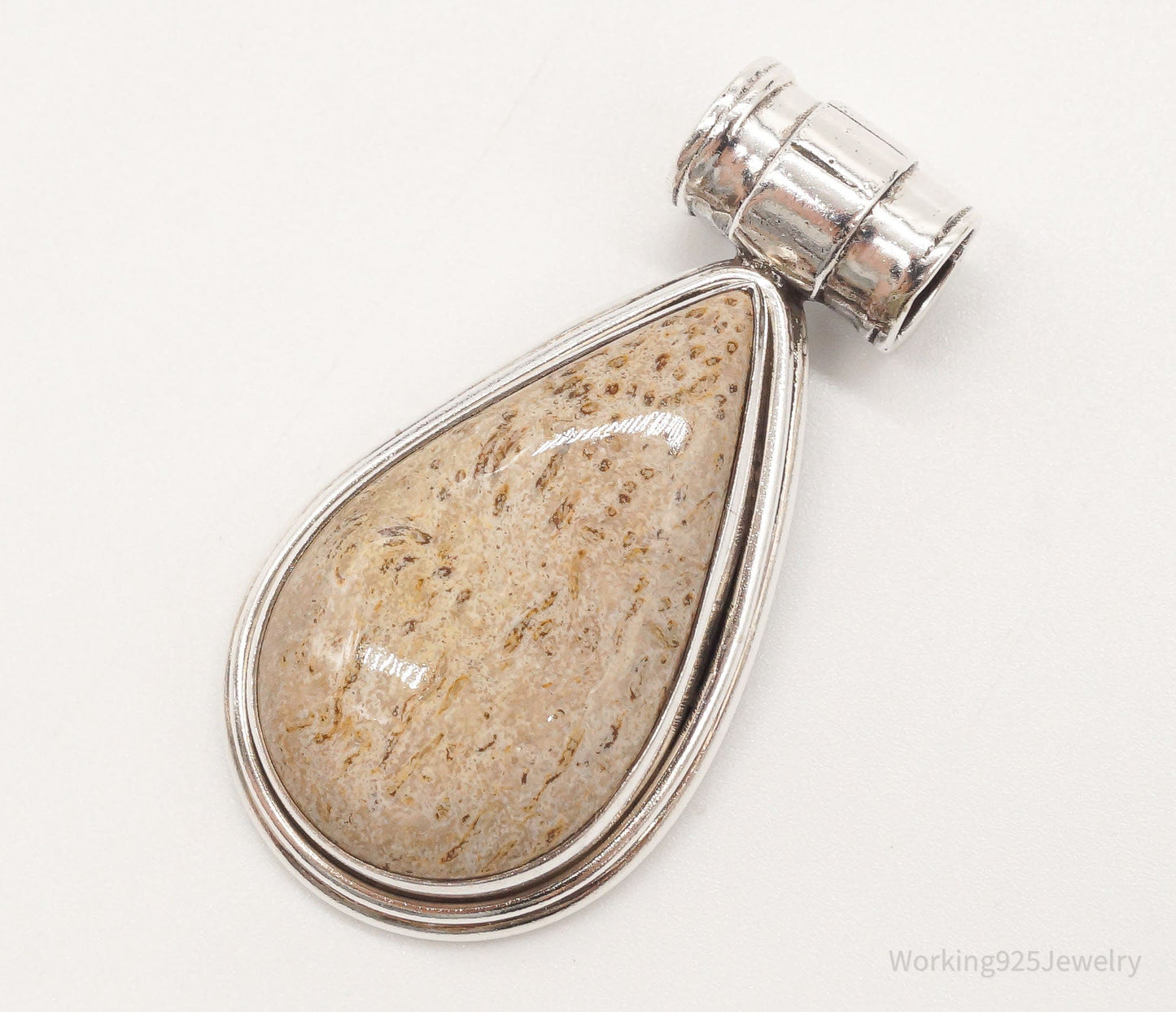Vintage Large Fossil Sterling Silver Necklace Pendant
