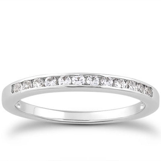 14k White Gold Channel Set Diamond Wedding Ring Band Set 1/3 Around — photo 1 of 4