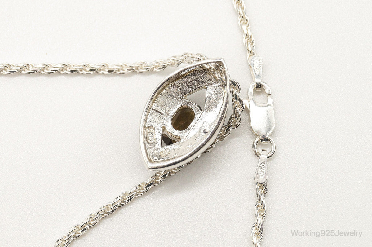 Vintage Smoky Topaz Marcasite Art Deco Sterling Silver Necklace — photo 6 of 9
