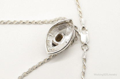Vintage Smoky Topaz Marcasite Art Deco Sterling Silver Necklace — photo 6 of 9