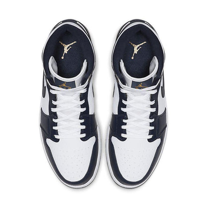 Air Jordan 1 Mid 'White Metallic Gold Obsidian'